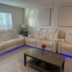 White Leather Couch 