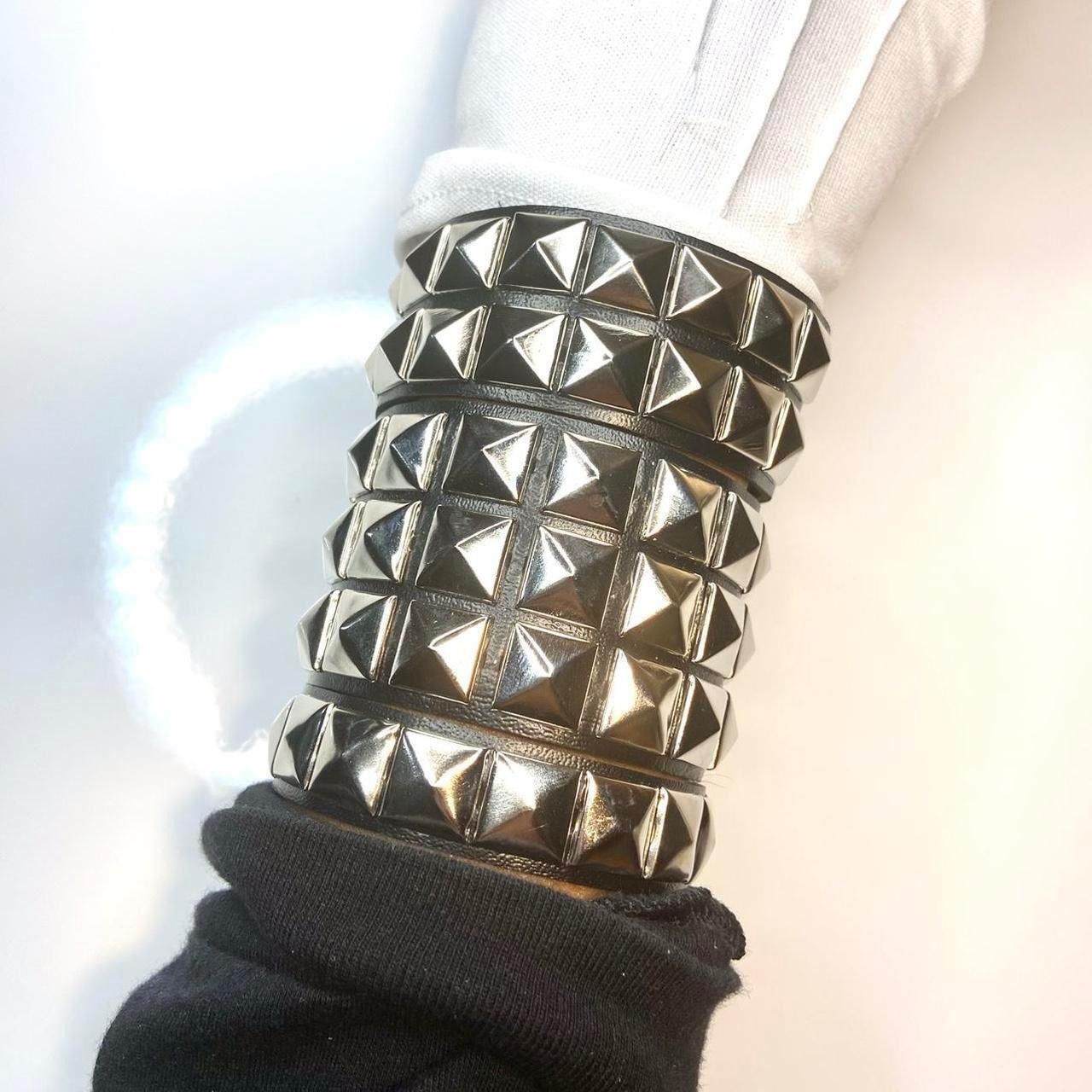 3 PCs Gothic PU leather studded Bracelets - Wristbands Punk Emo Grunge Rock - Black faux Leather bracelets with silver studs