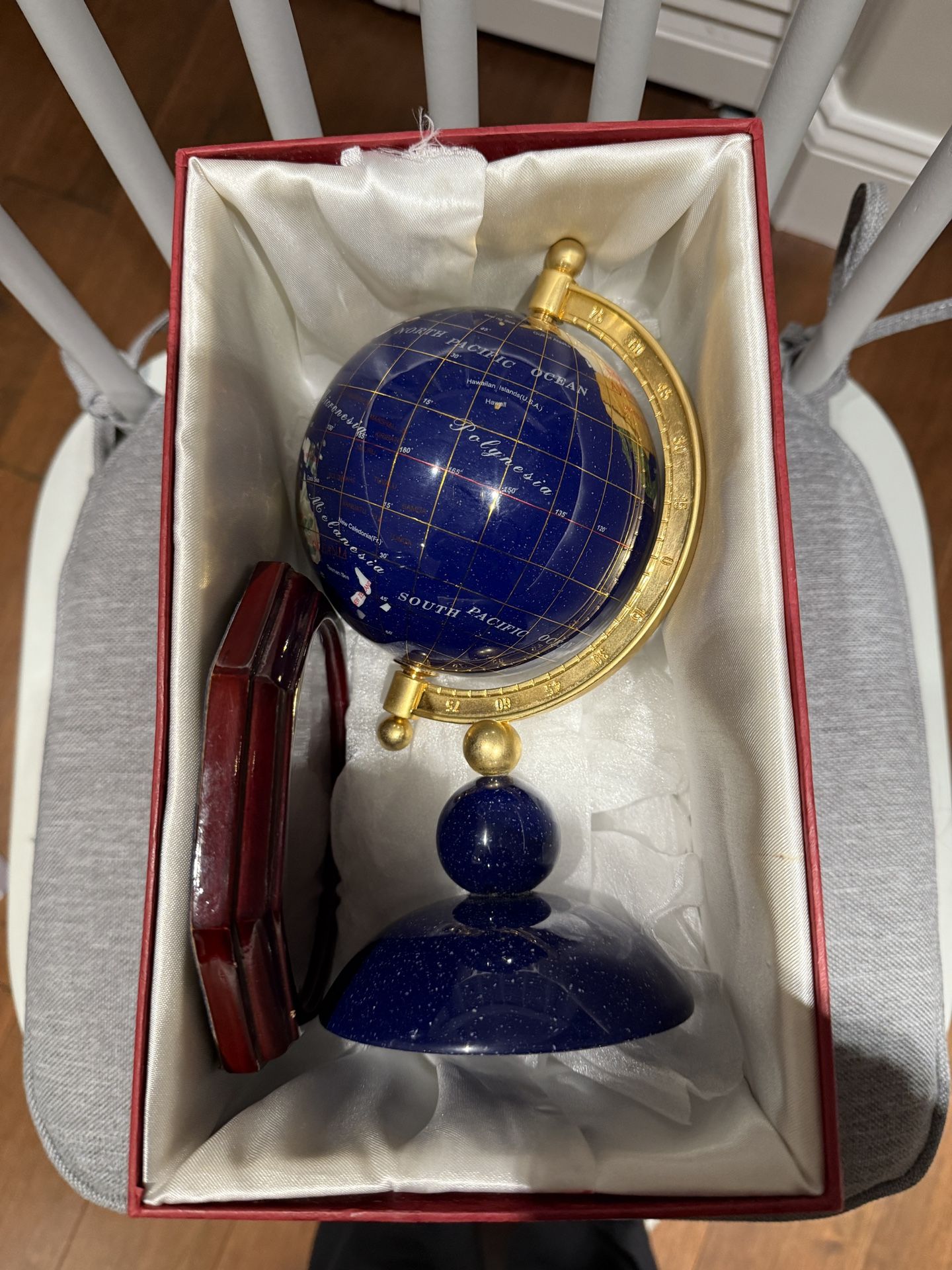 Lapis Gemstone Table Top Globe NEW IN BOX 