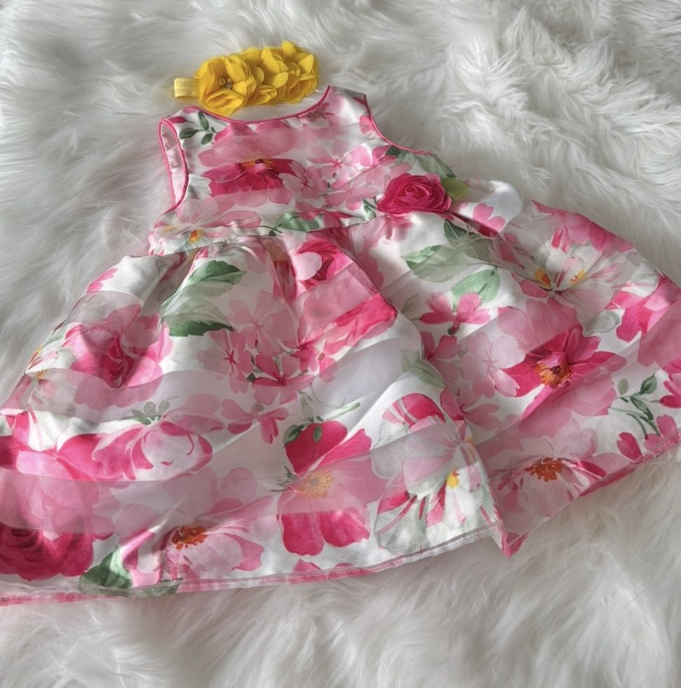 Mia & Mimi Floral Baby Dress w/ Headband *12 Months