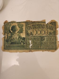 1000 Mark German Banknote Antique Currency