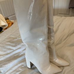 Faux Patent Leather Knee-High Boot