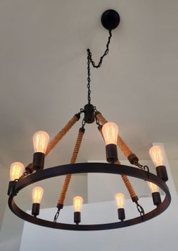 Metal and Rope Chandelier