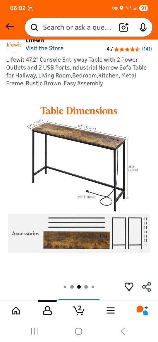 Console Table With Outlets And Coffee Bar Stand