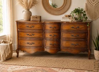 Vintage French Provincial Lowboy Dresser Wood