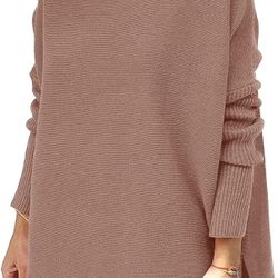 LLUSORY Women's Turtleneck Oversized Sweaters 2023 Fall Long Batwing Sleeve Spilt Hem Tunic Pullover Sweater Knit Tops

