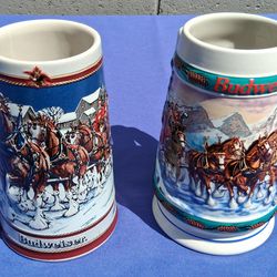 2 Budweiser Holiday Stein