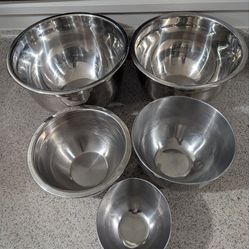 Set of 5 Stainless Steel Mixing Bowls