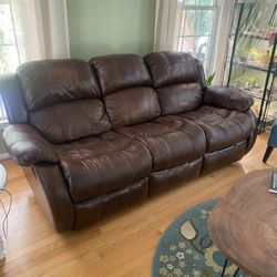 Genuine leather reclining sofa/soft leather