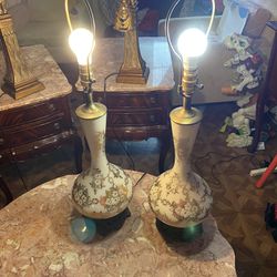 Vintage Porcelain And Brass Lamps 