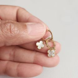 18K Pure Gold Clover Dangling Earrings