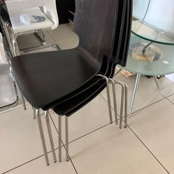 4 Wood & Chrome Dining Chair