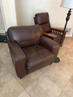 Brown Leather Oversized Accent Chair