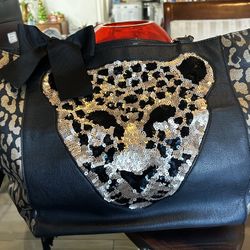 Betsey Johnson Cheetah Sequinned Tote 