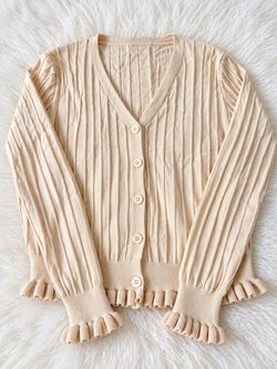 Women’s Ruffle Trim Cardigan – Size Small