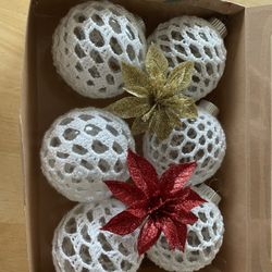 Crocheted Christmas balls on a glass balls