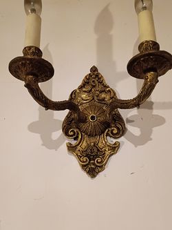 2 brass antique wall sconces