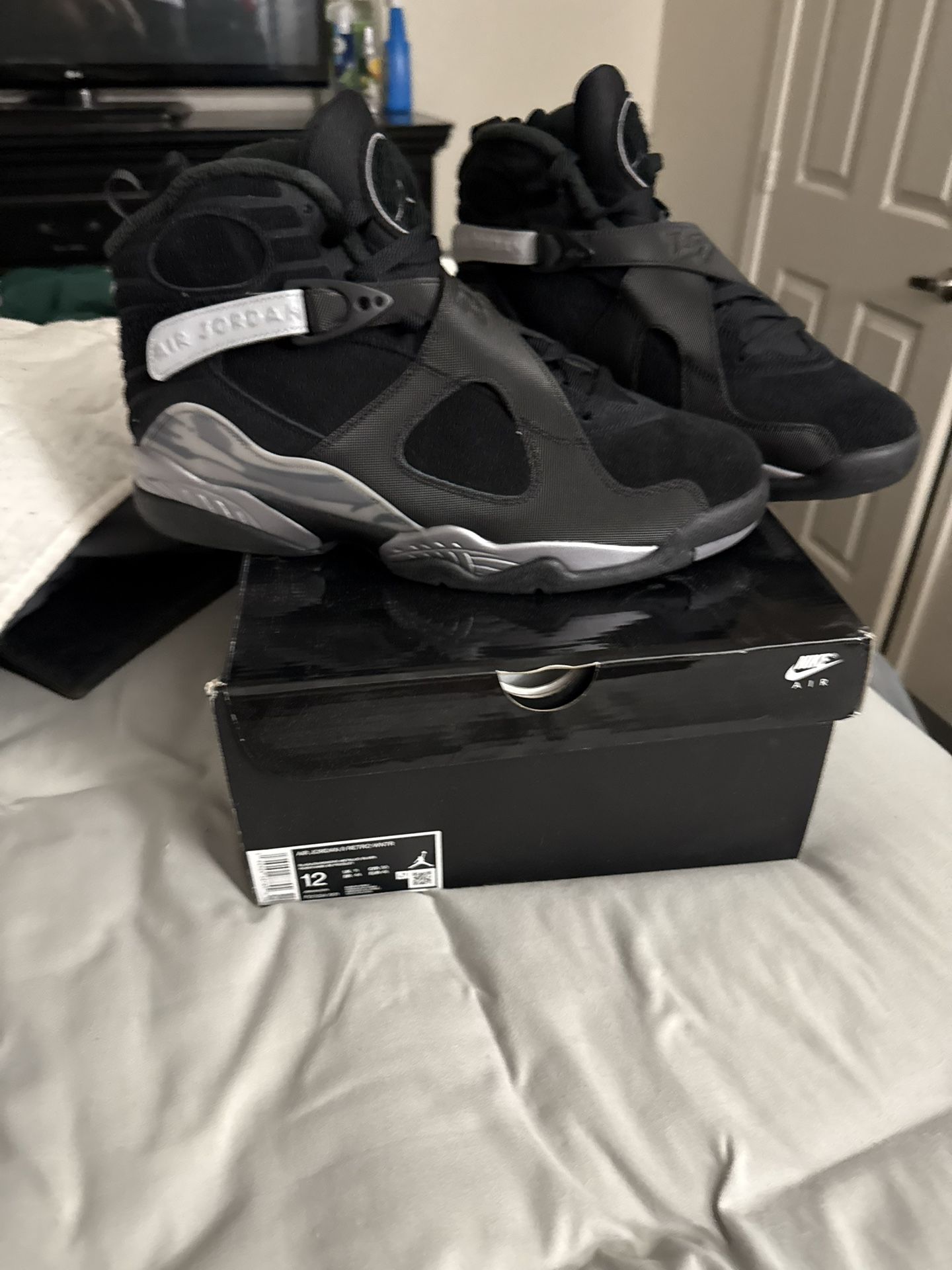 Air Jordan 8 Retro Wntr Black/gunsmoke-metallic Silver Size 12