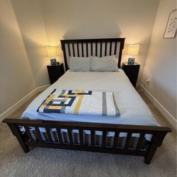 Queen bed frame with headboard and footboard
