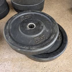 2-45lb Olympic Bumper Weight Plate Set 
