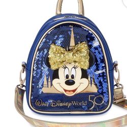 Walt Disney World 50th Anniversary Minnie Mouse Mini Backpack/ Crossbody Purse - NWT 