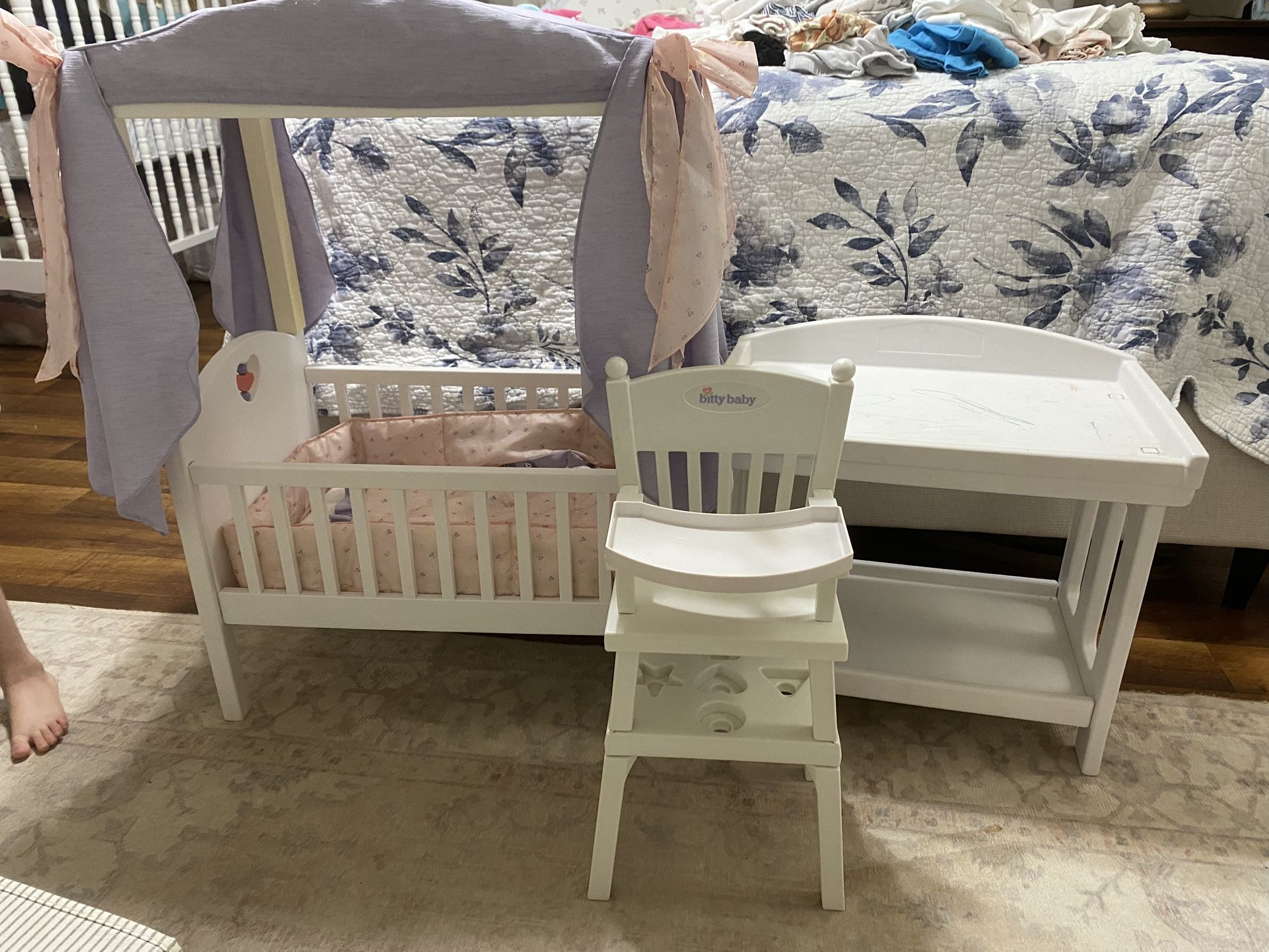 Bitty Baby Crib, Changing Table, High Chair