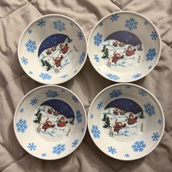 4 Snowman Plastic Bowls