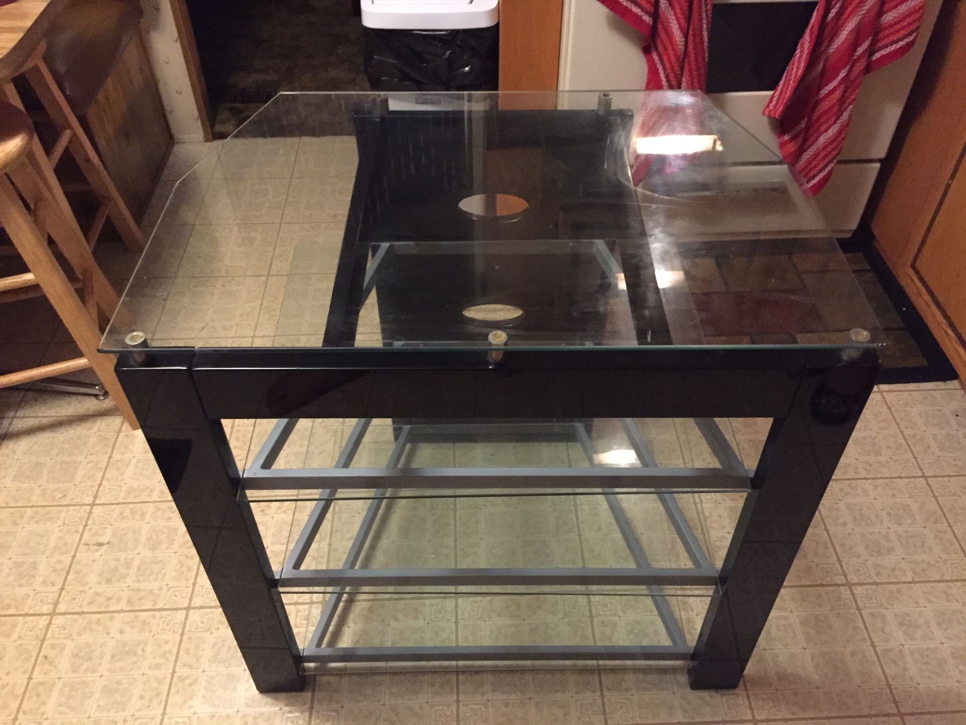 Glass base for tv