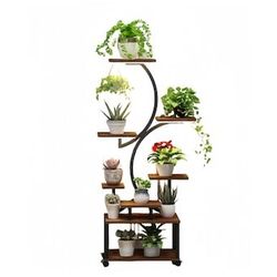 ROLLING 8 TIER PLANT STAND SHELF UNIT GREAT CONDITION!