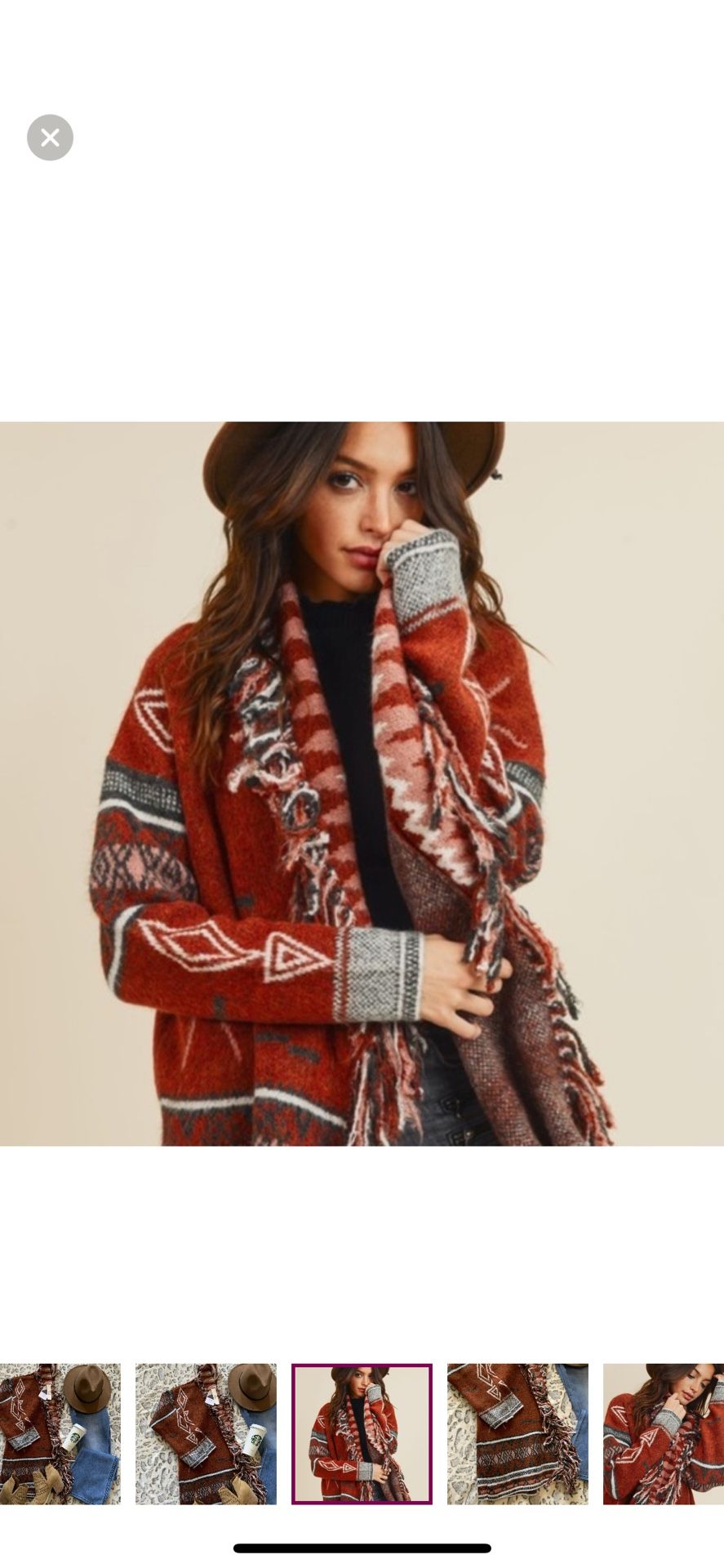 Western Fringe blanket Cardigan - NWT - Sz small