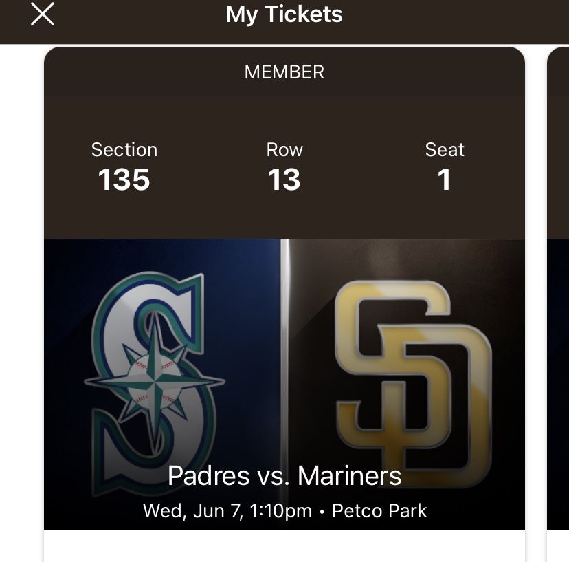 Padres Vs Mariners WEDNESDAY JUNE 6th