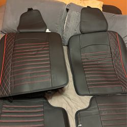 Rear Seat Covers (black Red Stitching)