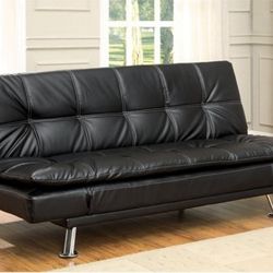 💥💥Brand New Black Leather Futon Sofa Sleeper💥💥