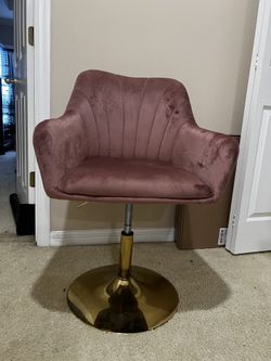 Rose Velvet Adjustable Swivel Accent Chair with Gold Base