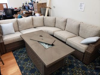 New outdoor patio furniture sectional sofa with firepit tax included