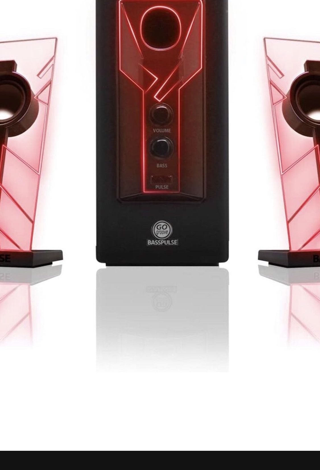 GOgroove BassPULSE 2.1 Computer Speakers with Red LED Glow Lights and Powered Subwoofer - Gaming Speaker System for Music on Desktop , Laptop , PC wit
