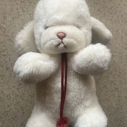 Vintage 1982 Gund Smooch White 10”Puppy Dog Stuffed Plush Baby Rattle