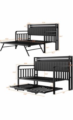 TWIN TRUNDLE BED FRAME CONVERTS INTO KING AS WELL📣MATTRESS NOT INCLUDED📣CROSSROADS 👇