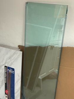 2, tempered glass shelf 12 x 43 1/2“ and 3/8 thick