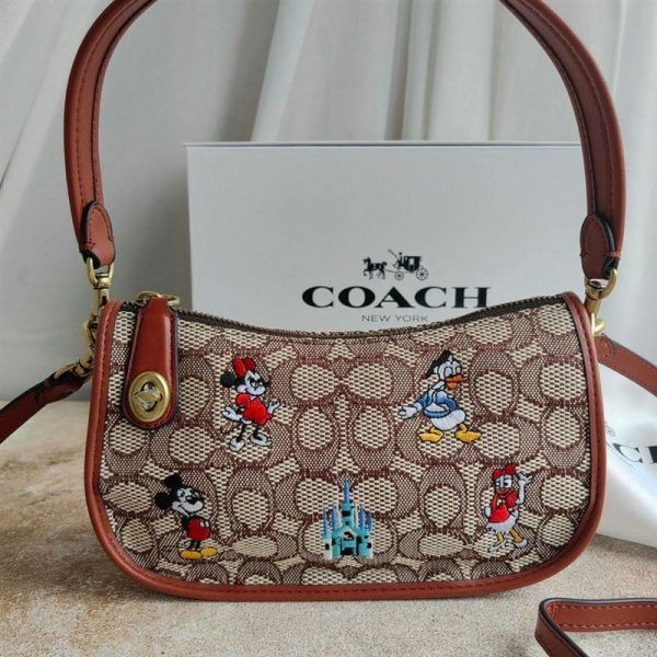NWT Disney X Coach C8620 Swinger Signature Textile Jacquard Mickey Mouse