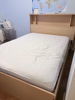 Full/Queen Bed Frame with Bookcase Headboard