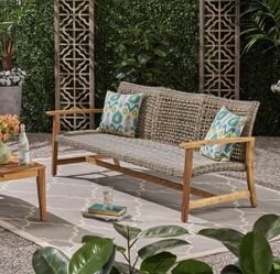 Brand New Acacia Wood Outdoor Sofa 