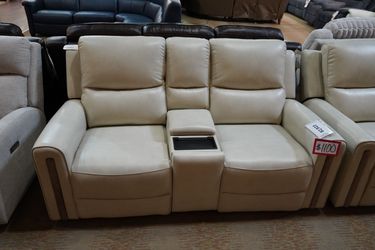 Leather Triple Power Console Loveseat — Henglin