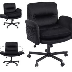 Brand New In The Box- Bestier Criss Cross Chair with Flip-Up Arms, Swivel Vanity Chair with Wheels, Cross Legged Office Chair with Thick Cushion for H