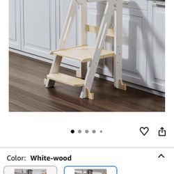 🆕 In 📦 Kids Foldable Kitchen Step Stool,Height Adjustable Toddler Standing Tower with Safty Rail&Anti-Slip Device,Wooden Stool for1.5-6Years