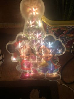 Rare Mickey Mouse Minnie Mouse Glow Light Christmas Glitter Light Up 
