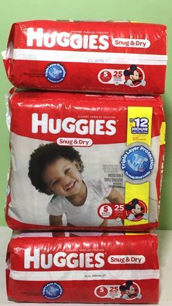 HUGGIES size 5= 100 diapers