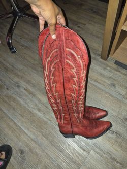 Red long cowgirl boots