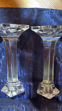 Solid Crystal Glass Candle Sticks/holders Vintage  Over 40 Years Old
