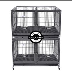 Double Stacked Dog Pet Cage Kennel Size 43 With Divider And Plastic Floor Grid New In Box 📦 